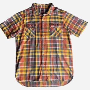 Caterpillar Men's Plaid Casual Button Down Shirt - Red, Yellow, Green